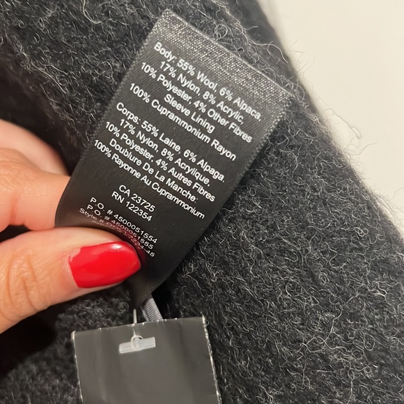 ARITZIA • BABATON oversized alpaca wool cocoon coat jacket in charcoal black XXS - Picture 6 of 9